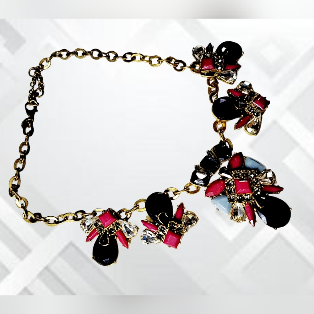 J. CREW - Beautiful Multicolor Statement Necklace with Gold Tone